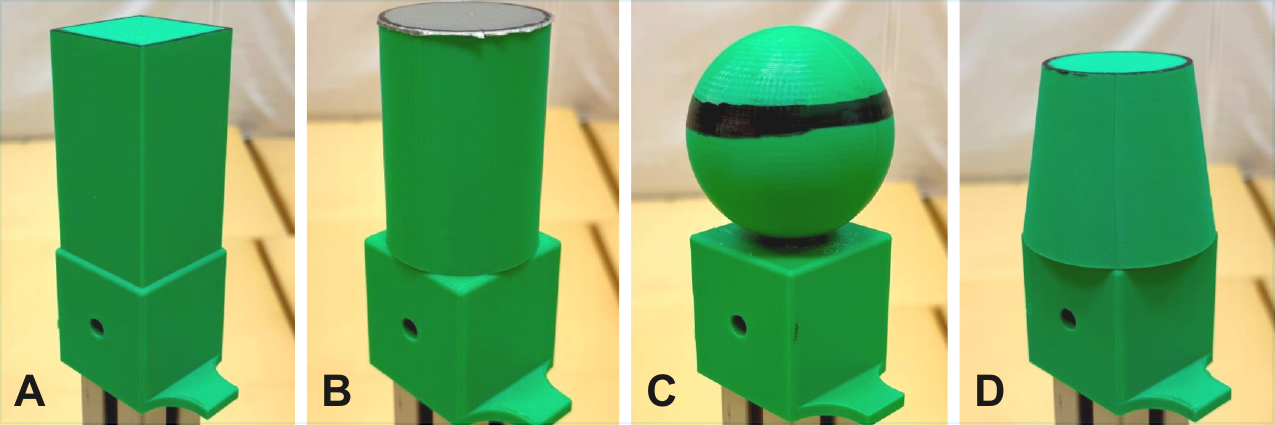 Pole head geometries used in experiments.