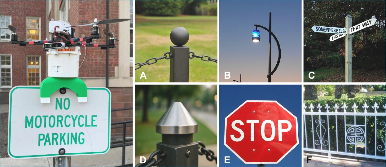 Examples of urban perching targets and sign perching.